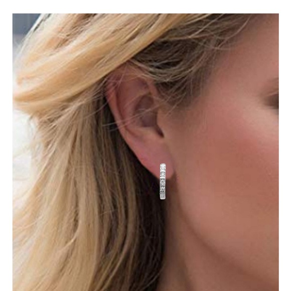 Diamond Hoop Earrings (1/4 ct. t.w.) in Sterling Silver - Picture 9 of 10